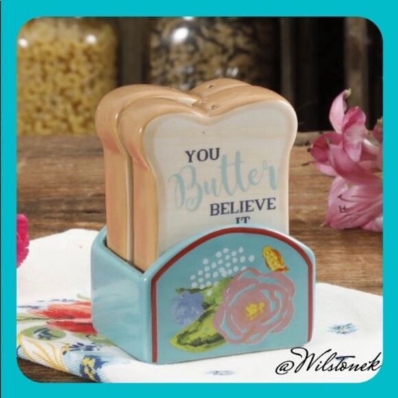 Rare - The Pioneer Woman Celia Toast / toaster salt and pepper shakers - Picture 1 of 4